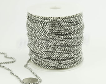 New 30 feet Stainless Steel 316L SQUARE ROLO Chain - 3.0mm 3mm  - Bulk Chain Necklace Wholesale DIY Jewelry Chain - STSQ30BL