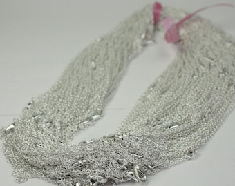5 Silver Plated Cable Chain Necklaces: 20 - inch Lobster Clasp Soldered Link