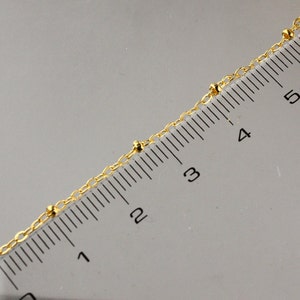 10 ft Gold Plated Satellite Chain Flat BALL Chain 2.4x1.7mm SOLDERED link Tiny Small Ball Flat Cable Chain 2417SAT image 4