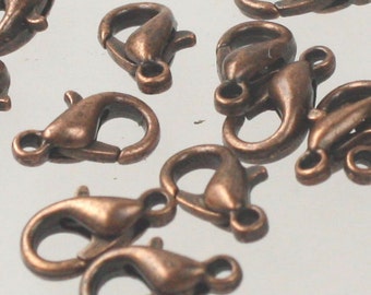 30 pcs of Antique Copper Plated Alloy Zinc lobster claw clasp 10x5mm - LOB10