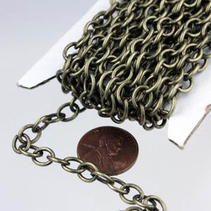 Chunky Fashion Chain 3 ft of Antiqued Brass Big Heavy Cable chain - 7.8x6.3mm 1.2mm unsoldered links - 7863CA