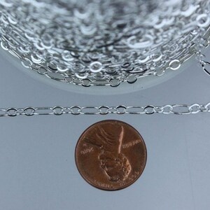 32 ft spool of Silver ( 3 and 1 ) Brass Long and Short Chain 6.3 N 4mm - Soldered LS3429F31