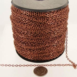 100 ft spool of Antique Copper finished  Flat Soldered Cable Chain 3.4x2.9mm - 3429F-AC