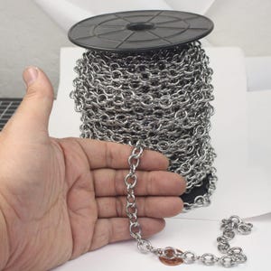 Roestvrijstalen kabelketting: dikke, ongesoldeerde schakels (10,2 x 8,4 mm) 10 voet afbeelding 1