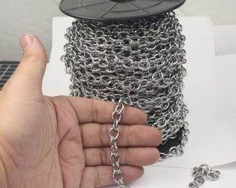 Stainless Steel Cable Chain: Chunky Unsoldered Links (10.2x8.4mm) 10 feet