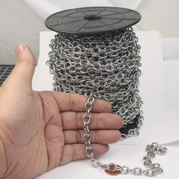 Stainless Steel Cable Chain: Chunky Unsoldered Links (10.2x8.4mm) 10 feet