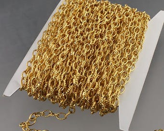 Cadena de cable texturizada chapada en oro: cadena de joyería al por mayor de 32 pies