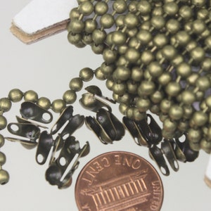 10 ft spool of Antique Brass plated BIG ball chain - 3.2mm with 5 connector(crimp type) - 32BALL