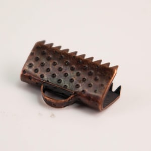 Antique Copper Plated Finish Ribbon Clamp End: 13mm Iron Connector 30pcs - Bulk Pack