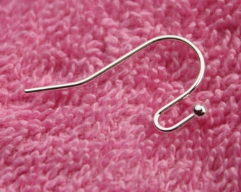 50(25pr) Ball End Earring Ear Wire - Sterling Silver Plated on Solid Brass Ear Wires, French hook style, ball end - ERBall