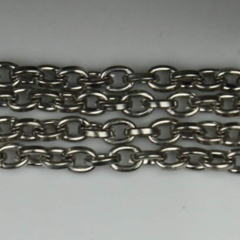 unsoldered 12 ft spool of Antique Silver DRAWN cable chain 4X3mm Rhodium Plated Drawn Chain Bulk 43DRAWN
