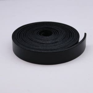 9/16 inch 15mm x 84&quot; Black Genuine Leather Strap - Premium Quality Real Leather - 7 Feet Long - 9/16 Inch / 15mm Flat Strip -Ship USA