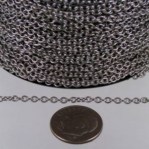 10 feet Stainless Steel Small Cable Chain SOLDERED Small Cable Chain - 3x2.2mm SOLDERED - Bulk Chain Necklace Wholesale DIY Jewelry Chain