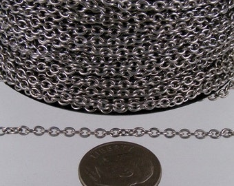 10 feet Stainless Steel Small Cable Chain SOLDERED Small Cable Chain - 3x2.2mm SOLDERED - Bulk Chain Necklace Wholesale DIY Jewelry Chain