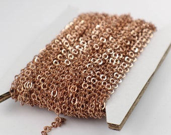 10 ft spool of raw Copper (no plated) Flat ROUND Soldered Cable Chain - 3.4x3.4mm SOLDERED Link -  3434F