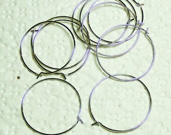 Rhodium Plated Wine Glass Hoops: 25mm Earring Charms 100 pcs - Wholesale Bulk Lot