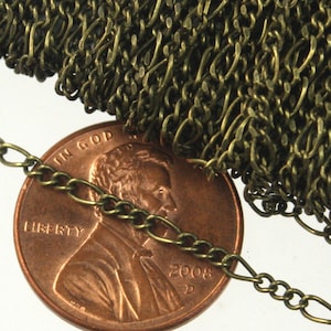 Antique Bronze Figaro Chain Bulk, 32 ft. Spool of Antique Brass SOLDERED Facet Sturdy figaro chain 1.8mm - Necklace Bracelet - 1.8FIGARO