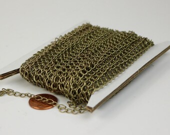 Antique Brass Finish Solder Curb Chain: Large Extender, 5.9x4.6mm Soldered Link 10 feet
