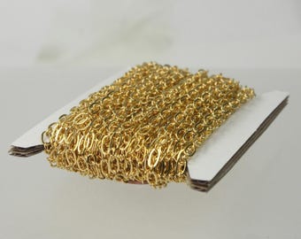 Cadena de eslabones soldados chapada en oro: a granel, fabricación de collares y pulseras de 10 pies