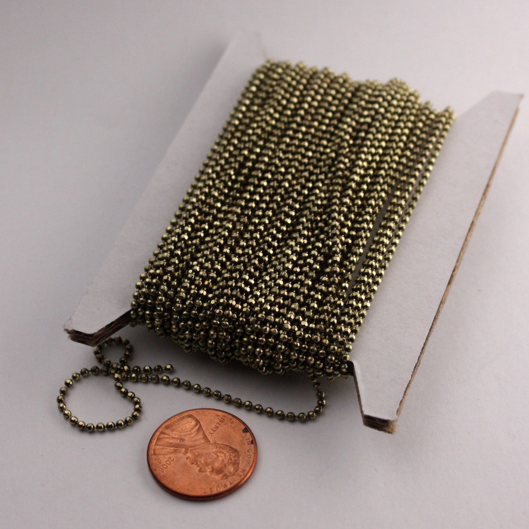 Raw Brass Facet BALL Chain 10 Ft. Spool of Bulk Ball Chain Wholesale 1