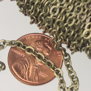 Antique Brass Chain Bulk, 32 ft spool of Antique Brass Flat Soldered Cable Chain - 3.4x3.4mm Thick Sturdy SOLDERED Link ,Wholesale - 3434F