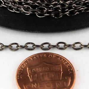 32 ft of Gunmetal Finished Cable Chain - 3.8x2.7mm 0.7mm Unsoldered Link - 3827CA
