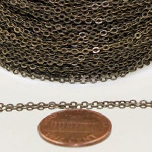 32 ft Antique Bronze Chain - 2.4x1.7mm SOLDER Chain - Antique Brass little Oval Flat Soldered Cable Chain - Bulk Wholesale Chain  - C2417SF