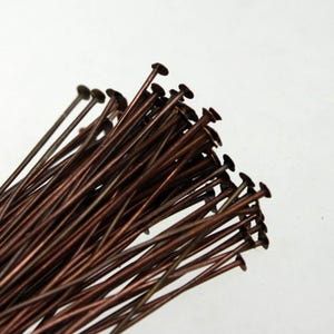 Bulk Package 300 Pcs Antique Copper FLAT headpins Head Pins T Pins - 2 inch (50mm) 22Gauge 22G - TPIN-22G-50