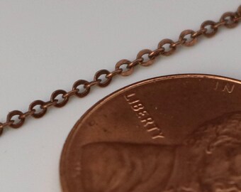 Antieke koperen micro-platte kabelketting 1,5 x 1,2 mm, 3 meter, gesoldeerde schakels