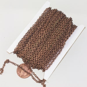 32 ft. of Antique Copper Finished SOLDERED Thick Fancy Cable Chain - 3x3.5mm 21G Thickness Wire SOLDERED Link -  335S