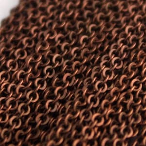 32 feet of Antiqued Copper Plated SOLDERED Flat Cable chain - 3x2.7mm Solder Link Sturdy Chain -  327SF