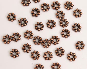 Antique Copper Plated Finished Daisy Flower Spacer Beads - 5mm 300 pcs - Wholesale Bulk Lot