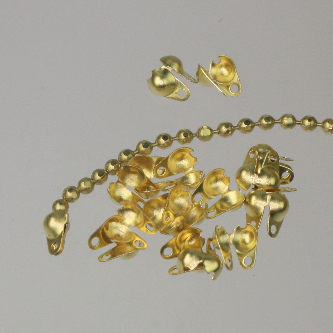 50 Pcs of RAW Brass Ball Chain Crimp Type Connector for 2.4mm Etsy