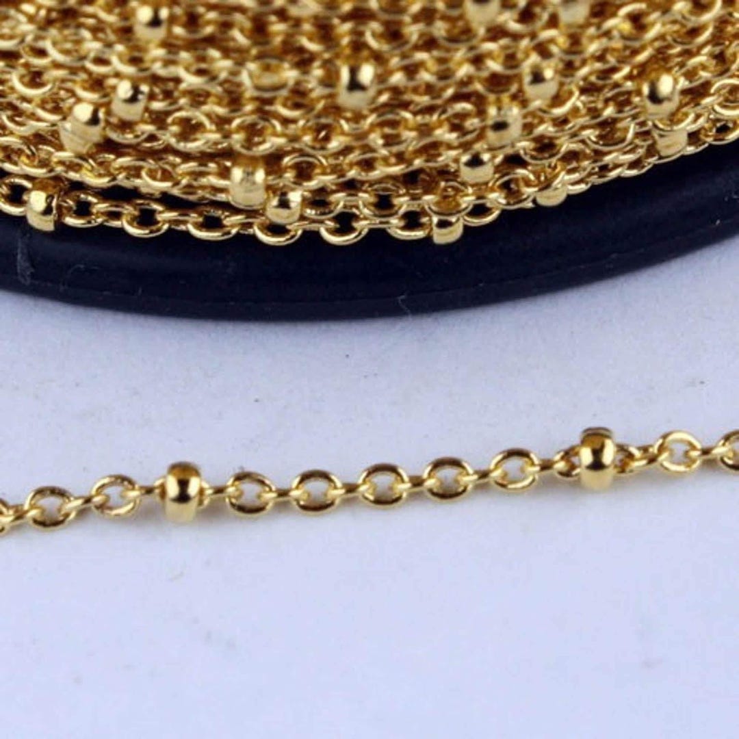 Gold Chain Module Gold Plated Satellite Chain: Bulk Cable Chain (2.0x1.4mm Soldered Link ...
