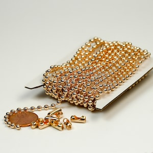 NEW 300 ft spool of Pinky Gold Champagne Gold Plated BIG ball chain - 3.2mm with 100 connector(Insert type) - 32BALL