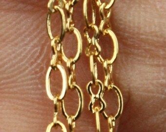 Gold plated Soldered Link Figure 8 Connector Chain - 4v3mm links 32 feet - Bulk Spool