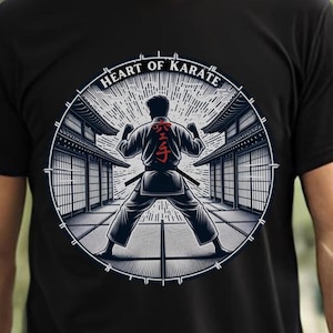 Karate Heart Unisex Tee, AI Generated Japanese Caligraphy Shirt, Martial Arts Lover Gift, Karate Enthusiast Top, Karate Uniform Tee, Karate