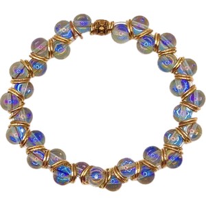 Goddess Bracelet with Purple and Blue Quartz Beads that Shimmer