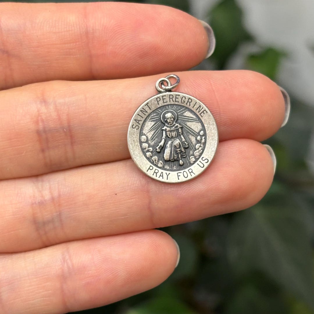 Sterling Silver St Peregrine Round Medal Pendant 18mm - Etsy