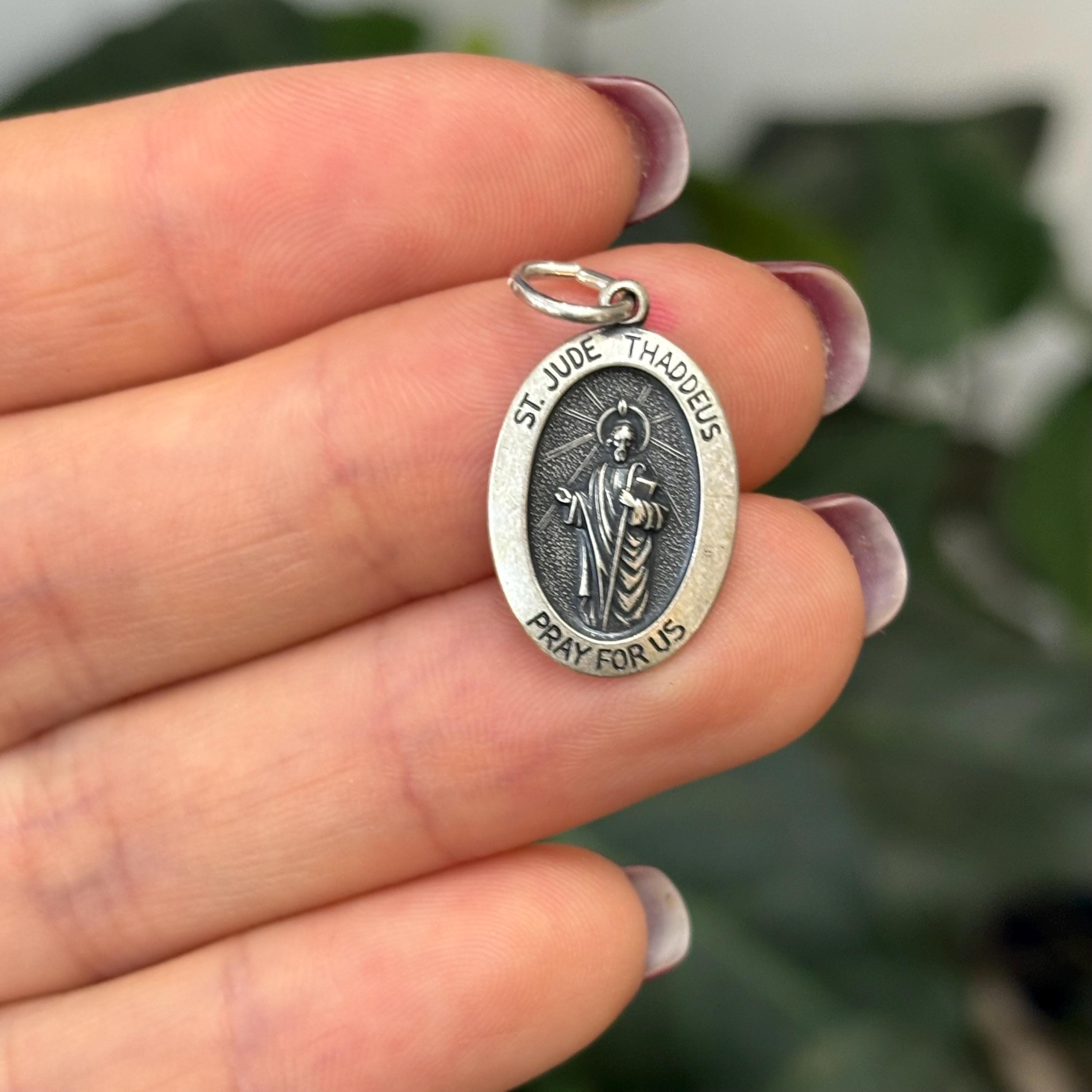 Sterling Silver St Jude Thaddeus Medal Oval Medal Pendant 21mm X 13mm ...