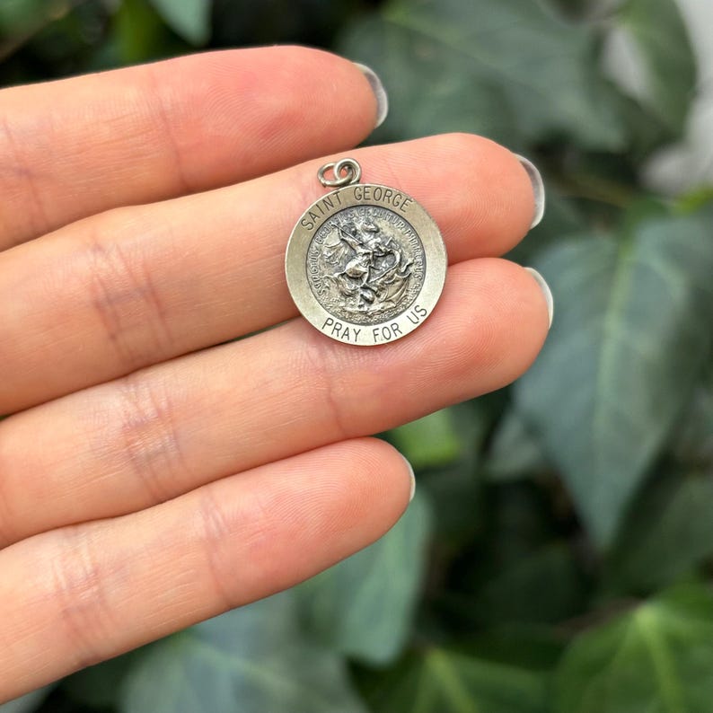 Sterling Silver St George Round Medal Pendant 18mm - Etsy