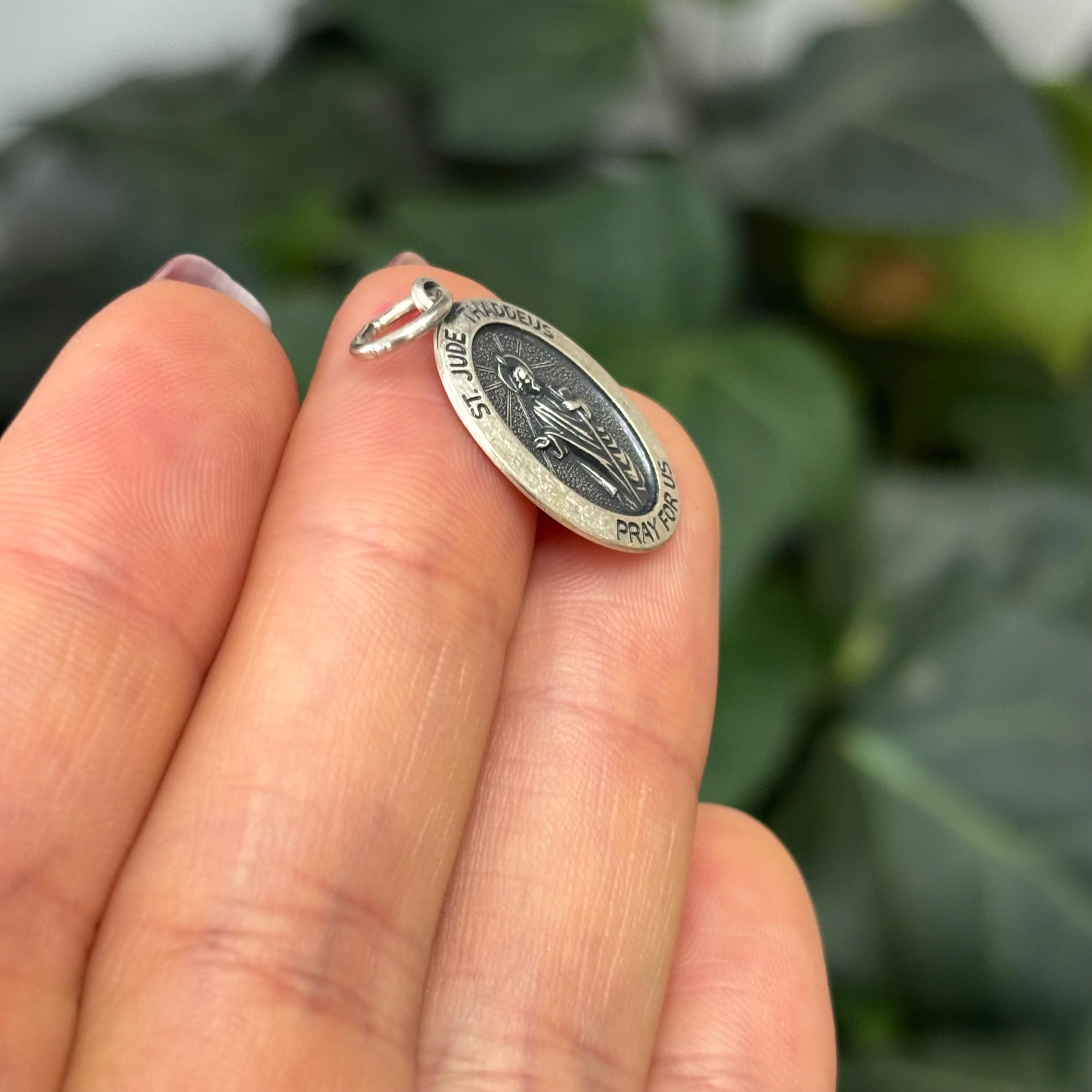 Sterling Silver St Jude Thaddeus Medal Oval Medal Pendant 21mm X 13mm ...