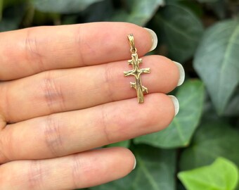 14k Gold Eastern Orthodox Cross Charm Pendant