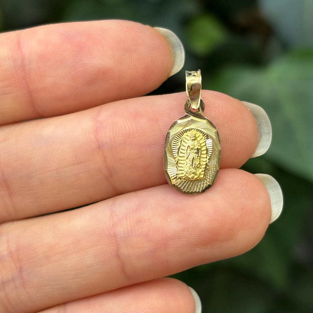 14k Yellow Gold Our Lady of Guadalupe Oval Medal Charm Pendant - Etsy