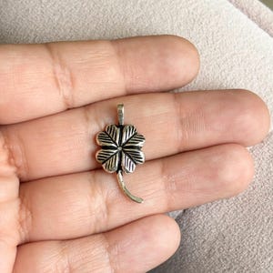 Sterling Silver Antiqued and Textured Four Leaf Clover Chain Slide