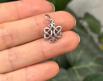 Sterling Silver Scroll Celtic Knot Charm Pendant