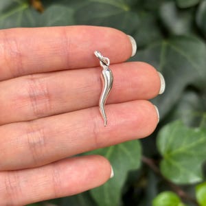Sterling Silver Italian Horn Corno Pendant 21mm