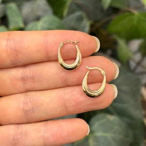 10k Gold Oval Textured Mini Hoop Earrings