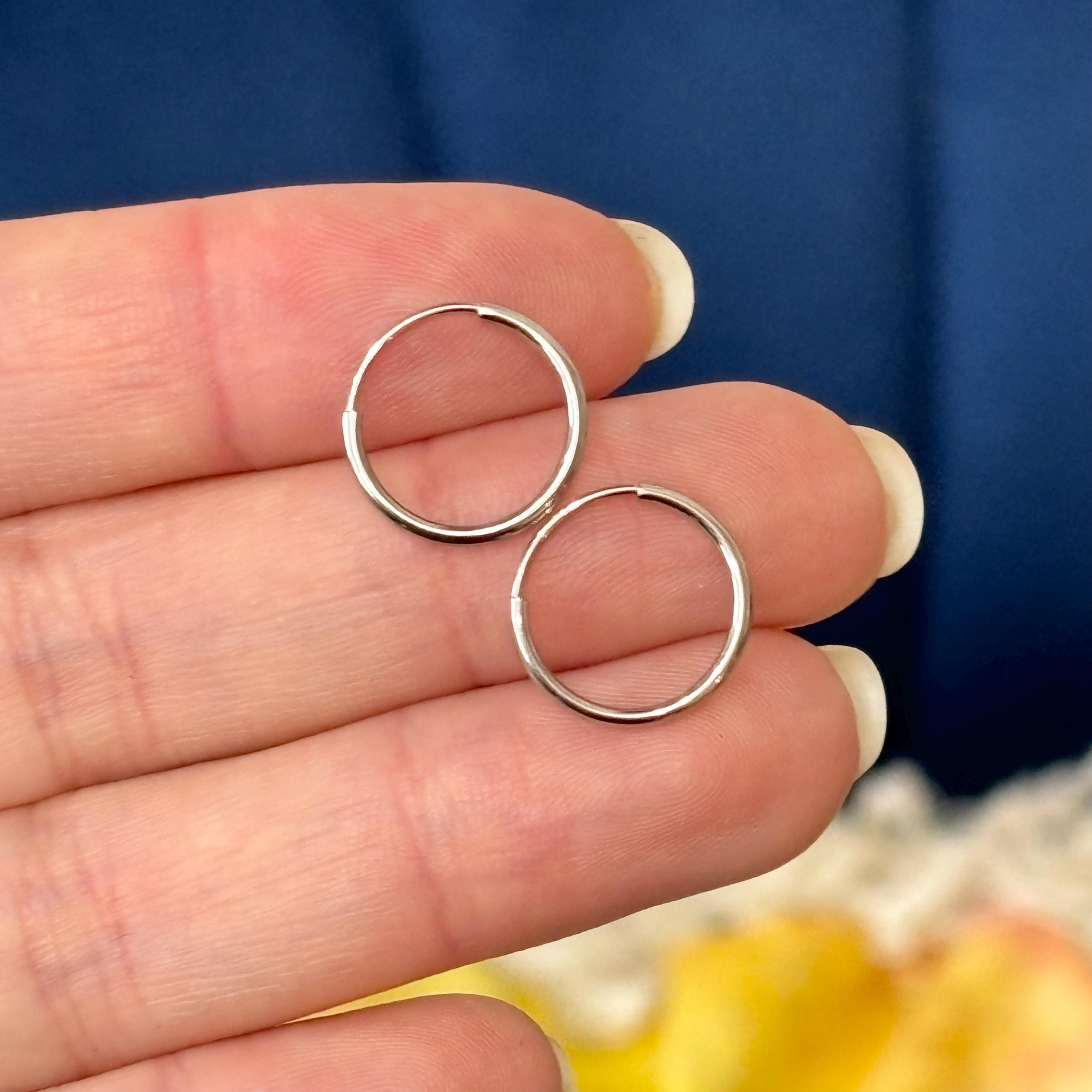 14k White Gold Endless Tube Traditional Hoop Earrings - Etsy