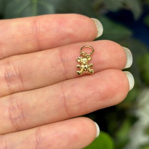 14K Yellow Gold Toy Teddy Bear Detailed Charm Pendant